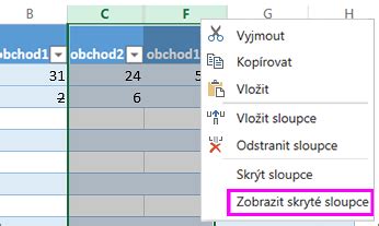 excel zobrazit skryt dky|Skrytí nebo zobrazení řádků nebo sloupců